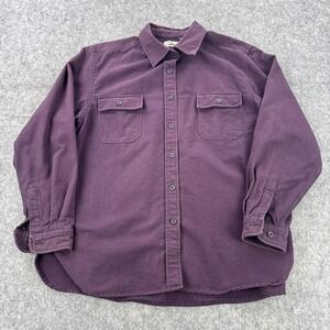 LL Bean Shirt Womens XL Purple Heavyweight Cotton Chamois Long Sleeve Casual